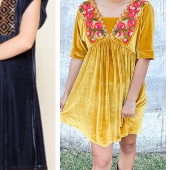 Anthropologie THML Velvet embroidered dress - Picture 2 of 4